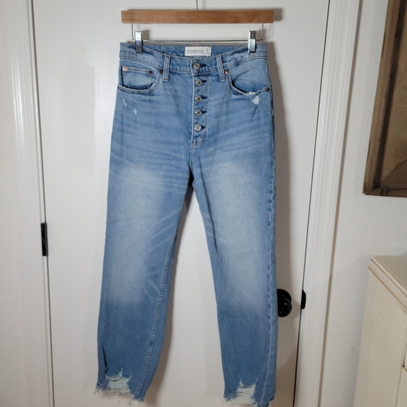 Abercrombie & Fitch Ultra High Rise Ankle Straight Button-Fly Jeans | Size 27/4R - Picture 1 of 9